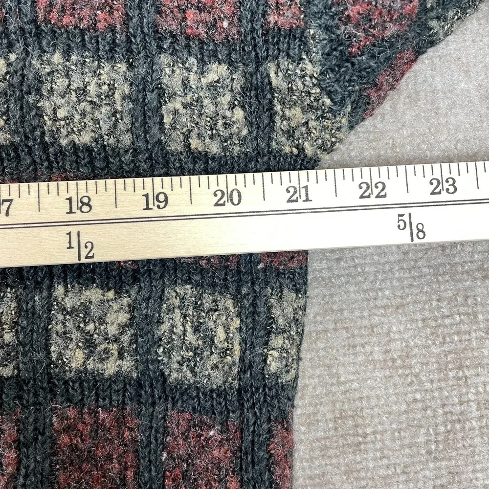 Vintage Jantzen Sweater Mens Large Multicolor Textured Plaid Tight Knit Ribbed